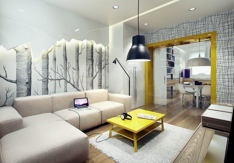 wandgestaltung-wohnzimmer-tapete-baum-motiv-wandpaneel-indirekte-beleuchtung