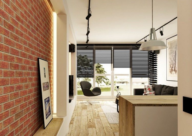 wandgestaltung-wohnzimmer-ziegelwand-rot-led-leiste-trockenbau-paneele