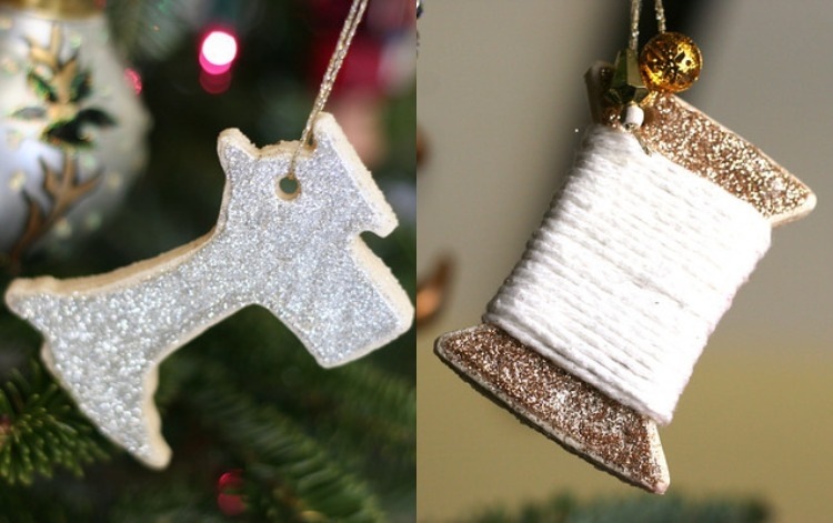 weihnachtsbaumschmuck-basteln-kindern-salzteig-hapsel-naehmaschine-weiss-silber-gold