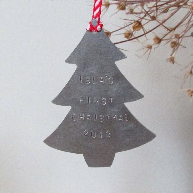 weihnachtsdeko metall tanne christbaum schmuck schneiden baby