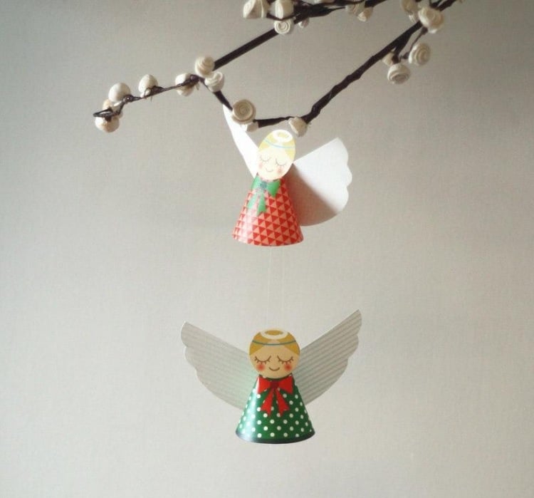 weihnachtsdeko-selber-basteln-modern-papier-figuren-engel-kleine-suesse