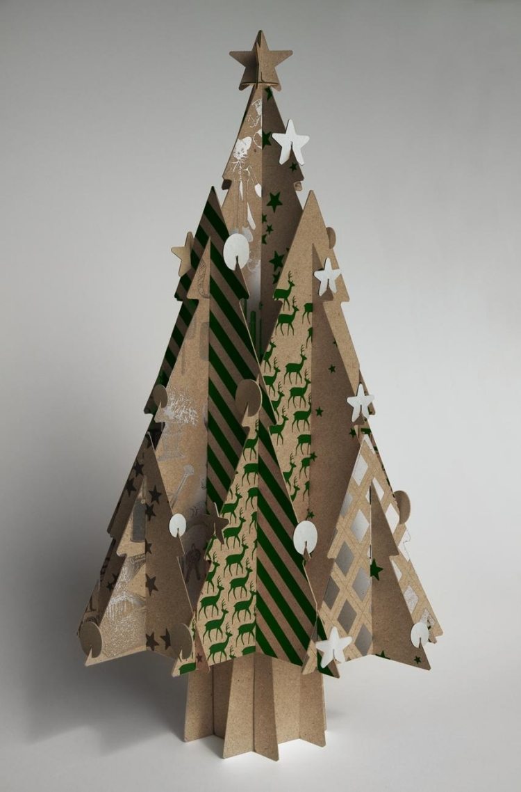 weihnachtsdeko-selber-basteln-modern-papier-weihnachtsbaum-pappe-deko-umweltschonend-recycling