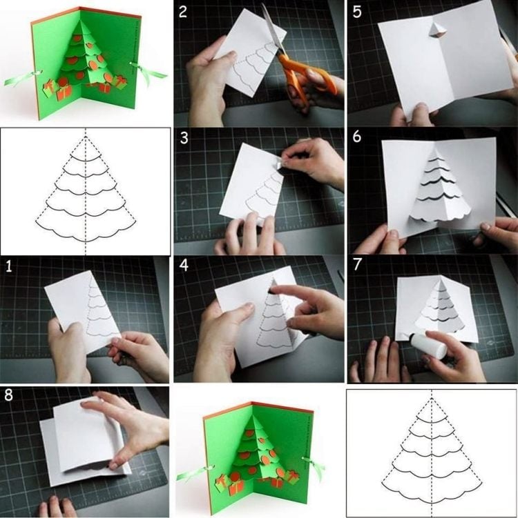 weihnachtskarten-selber-basteln-anleitung-ideen-christbaum-muster-ausschneiden-3d-effekt