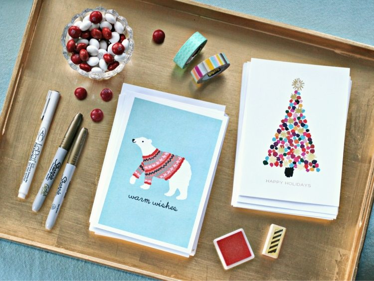 weihnachtskarten-selber-basteln-ideen-kreative-materialien-hilfsmitteln-inspirationen