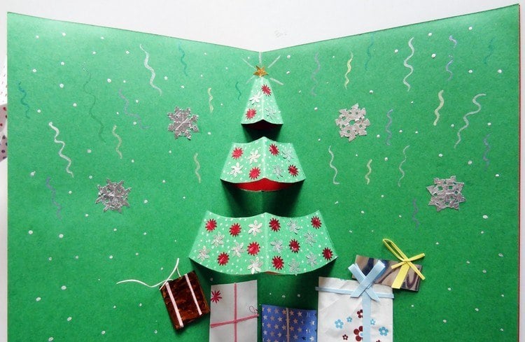 weihnachtskarten-selbst-gestalten-pop-up-tannenbaum-kinder-basteln
