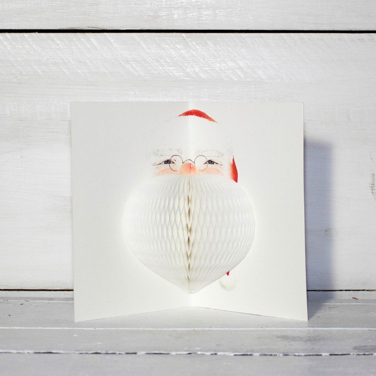 weihnachtskarten-selbst-gestalten-pop-up-weihnachtsmann-Honeycomb-papierkugel