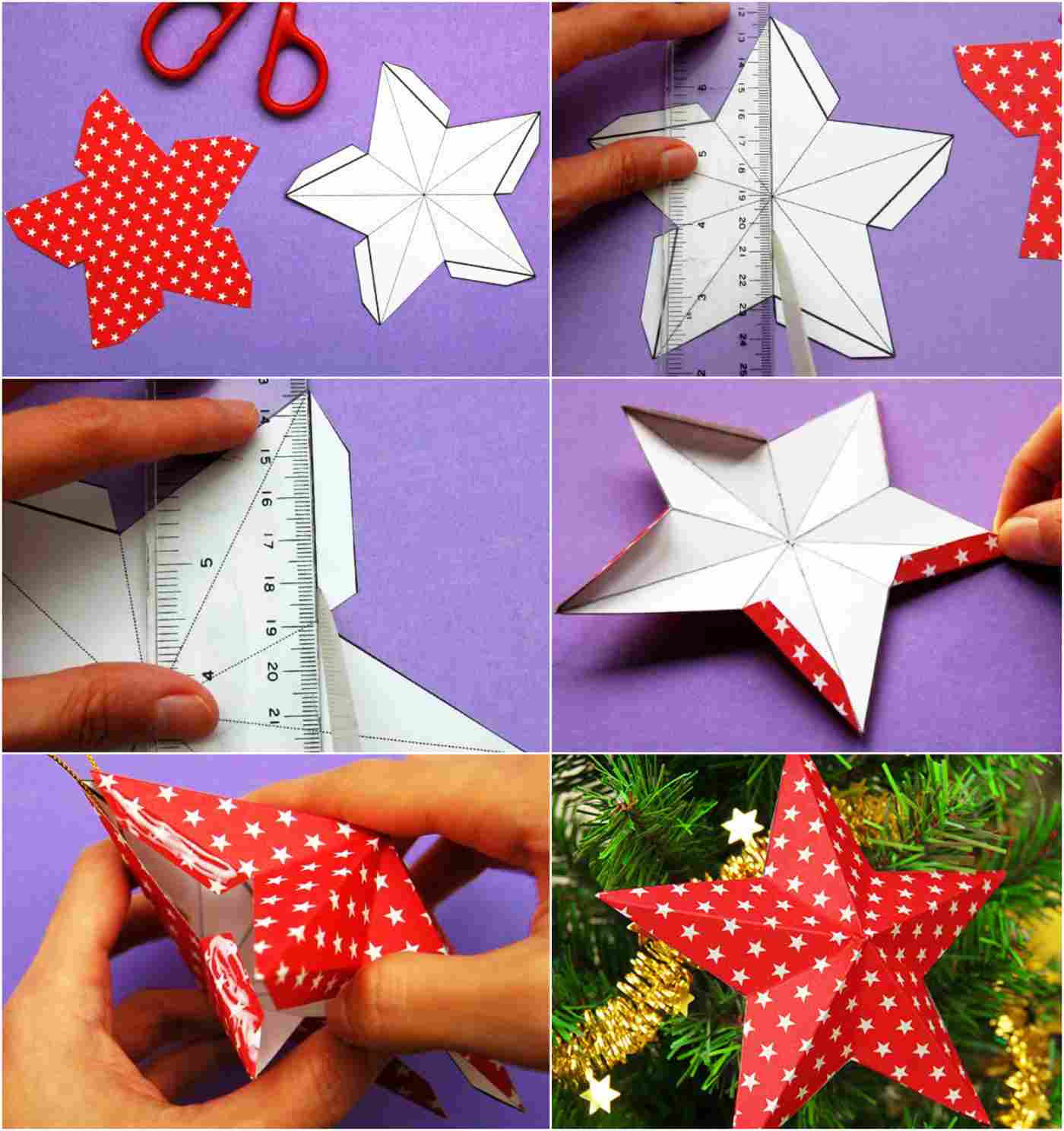 Weihnachtssterne basteln mit Vorlagen kostenlos + Anleitung für 3D Sterne