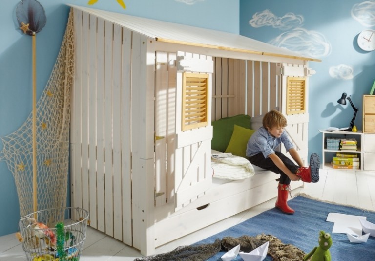 Abenteuerbett-Kinderzimmer-Kleinkinder-Jungen-Design-Strandhaus