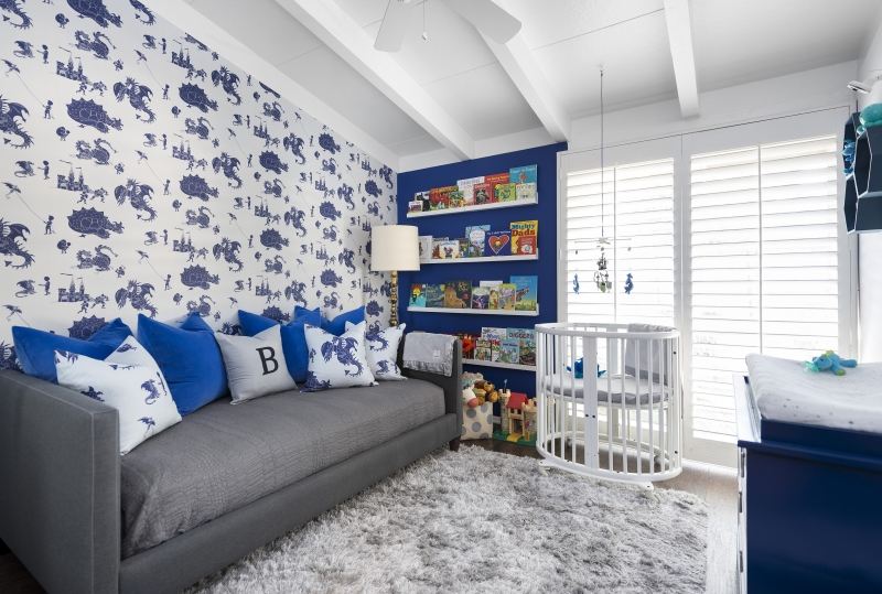 Babyzimmer-Blau-modern-rundes-Gitterbett-Ideen