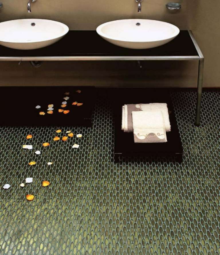 Grüne Bodenfliesen Badezimmer-Bodenbelag-modern