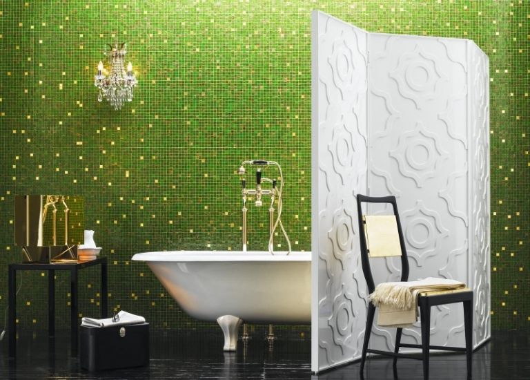Mosaik-Fliesen-Gruen-Badezimmer-gestalten-Ideen