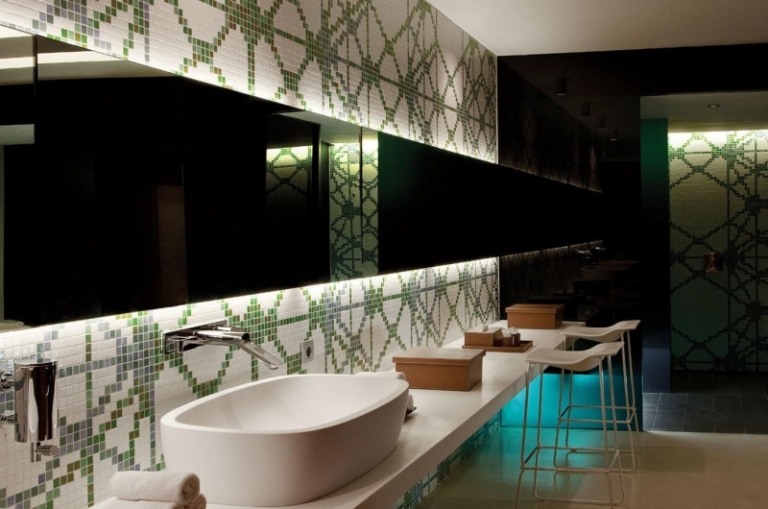 Mosaik Fliesen in Grün weiss-Muster-moderne-Badgestaltung