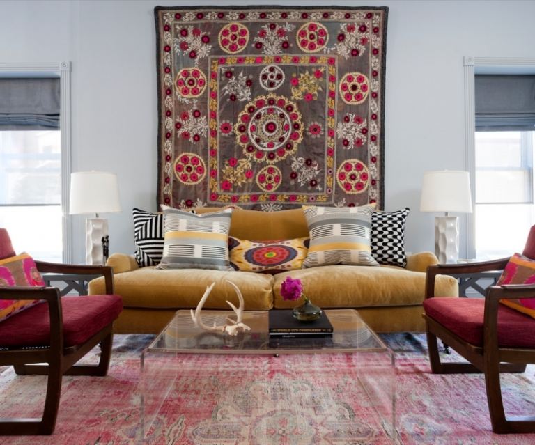 Orientalische-Deko-Kilim-Wandgestaltung-Ideen-Sofa