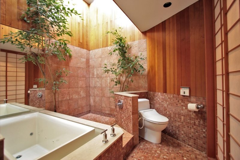 asiatische-Wandgestaltung-Badezimmer-Ideen-Holzwand