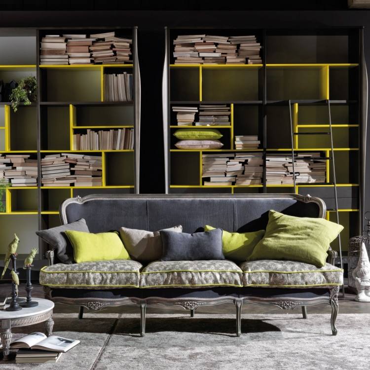 barock-mobel-modern--sofa-grau-neongruen-akyente-bibliothekenwand