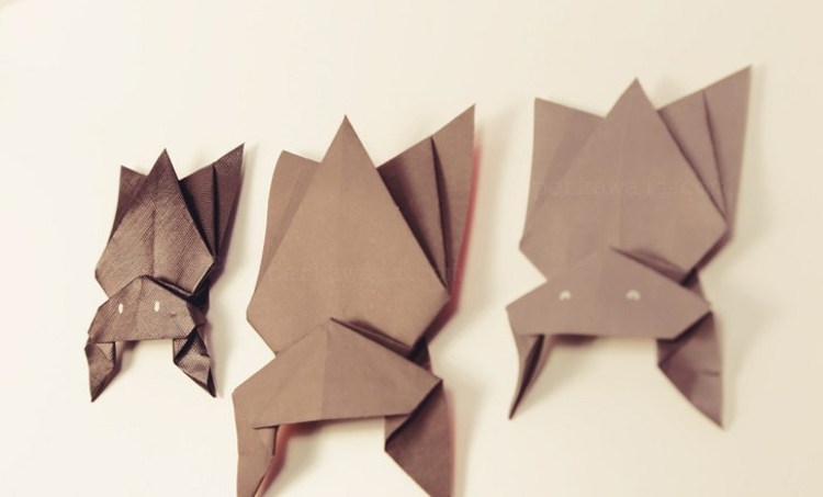 basteln origami tiere fledermaeuse halloween deko