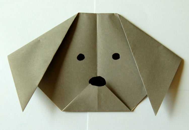 basteln origami tiere gesicht filzstift schwarz nase augen