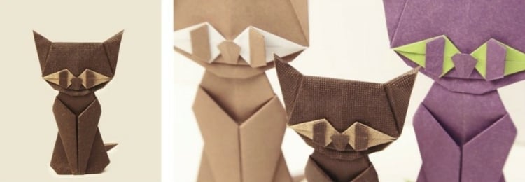 basteln origami tiere halloween idee dekoration katze