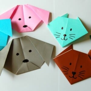 basteln origami tiere hunde katzen bunt papier