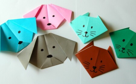 basteln origami tiere hunde katzen bunt papier