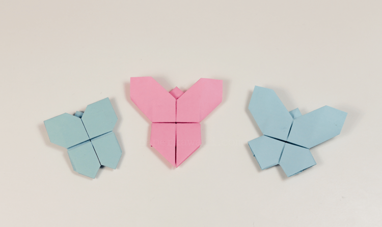 basteln origami tiere idee schmetterlinge rosa hellblau pastell