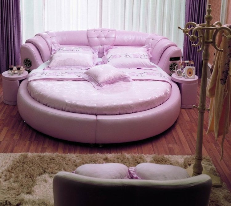 betten runde maedchen pink design leder parkett vorhaenge lila sofa kleiderstaender