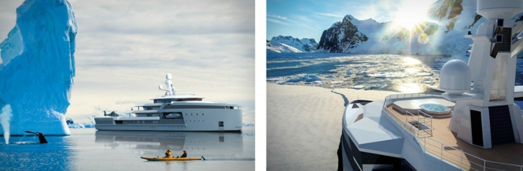 design luxus yacht pool deck idee ozean eisberg kreuzfahrt