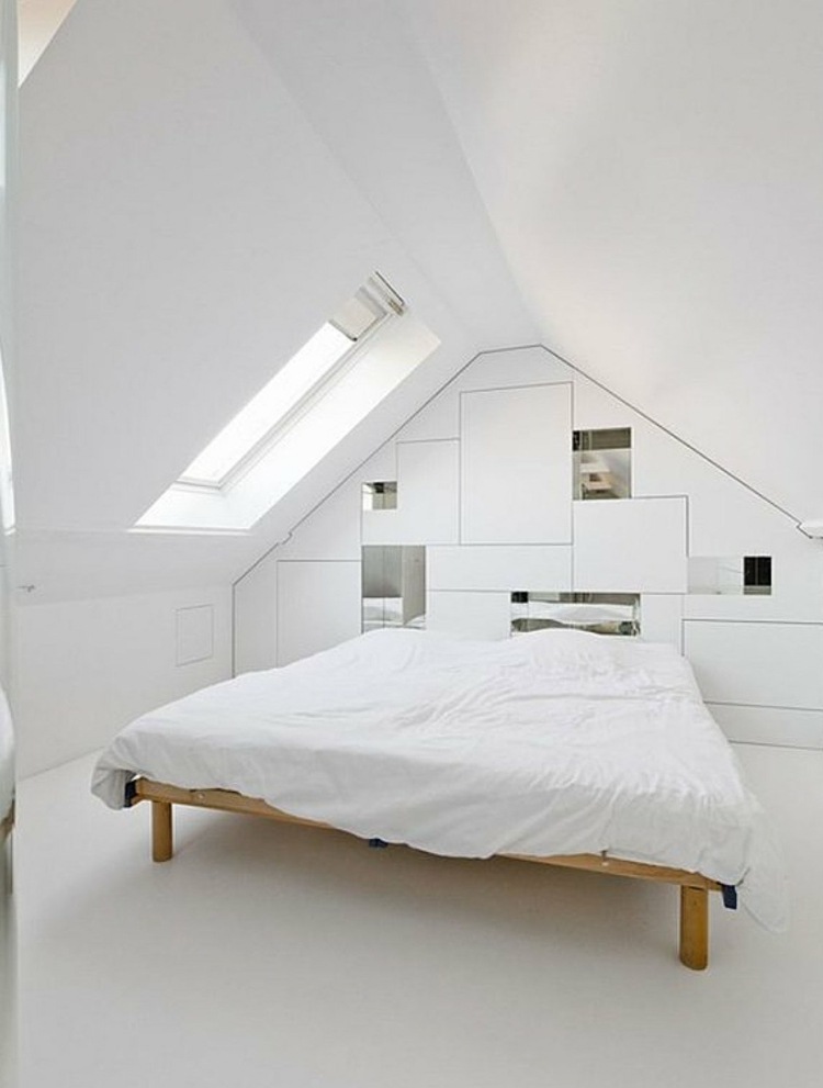 einbauschrank dachschraege stauraum schlafzimmer minimalistisch weiss