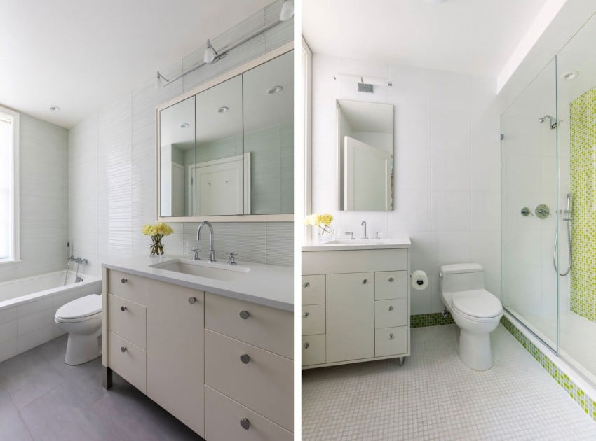 Farbgestaltung Ideen -nyc-appartement-badezimmer-schlicht-simple-weiss-hellgrau