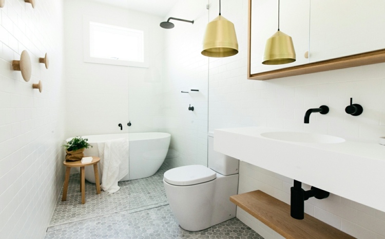 fußboden fliesen mosaik grau modern badezimmer badewanne waschbecken