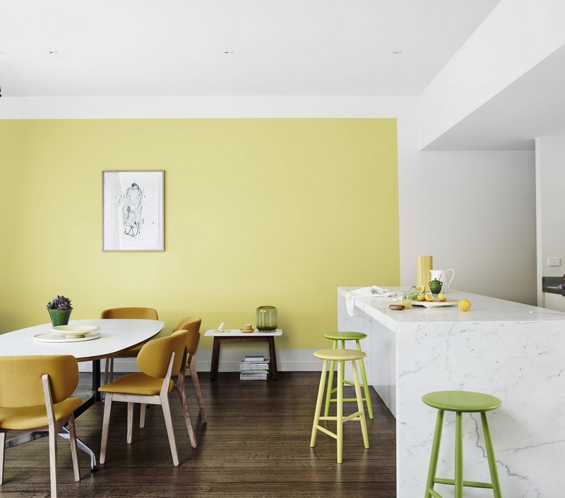 gruene-Wandfarbe-gelblich-Kueche-gestalten-Ideen