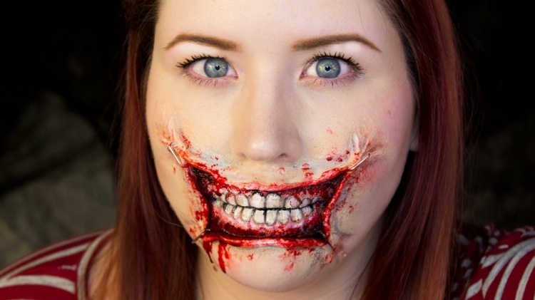 halloween gesichter schminken zombie laecheln zaehne anleitung