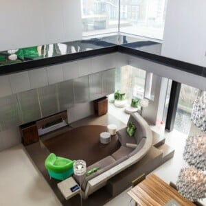 interieur aus beton und aluminium wohnzimmer sofa modern wohnwand