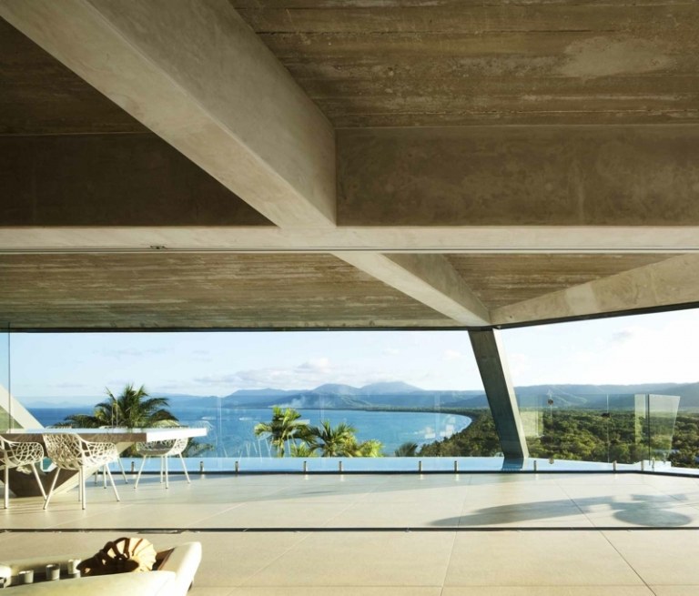 interieur beton granit ausblick meer minimalistisch einrichtung