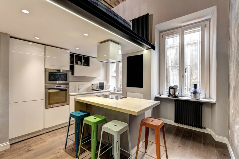 küchen design in weiß hochglanz minimalistisch stil heizung schwarz