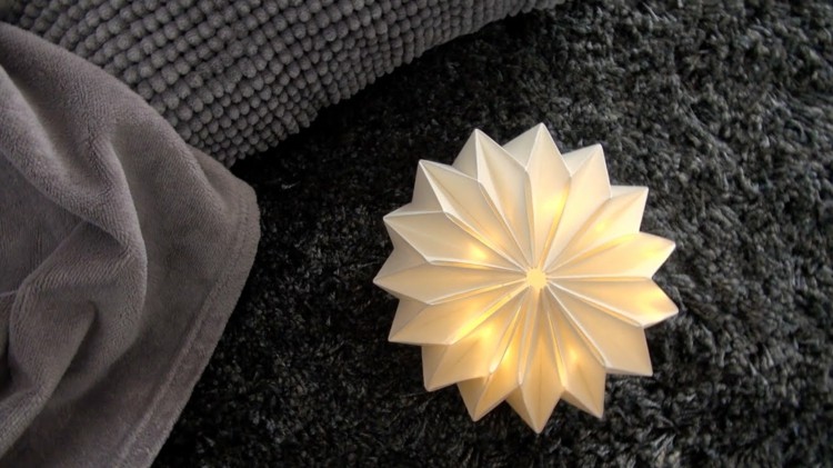 lampe-origami blumen form falten anleitung hochflor teppich grau