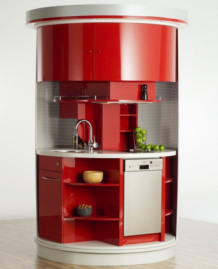 moderne-kucheneinrichtungen-hi-tech-circle-kitchen-kreis-rot