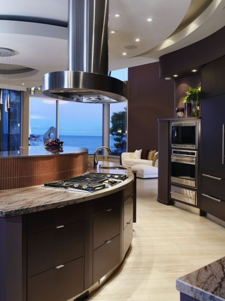 moderne-kucheneinrichtungen-hi-tech-minimalistisch-schwarz-oval-gewoelbt-dunstabzug-edelstahl