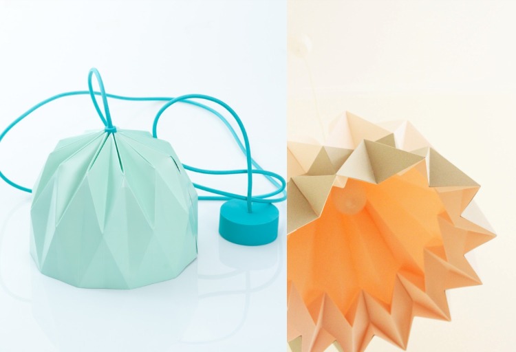 Origami Lampe falten -diy-anleitung-pendelleuchte-kabel-pastellfarben-sicht