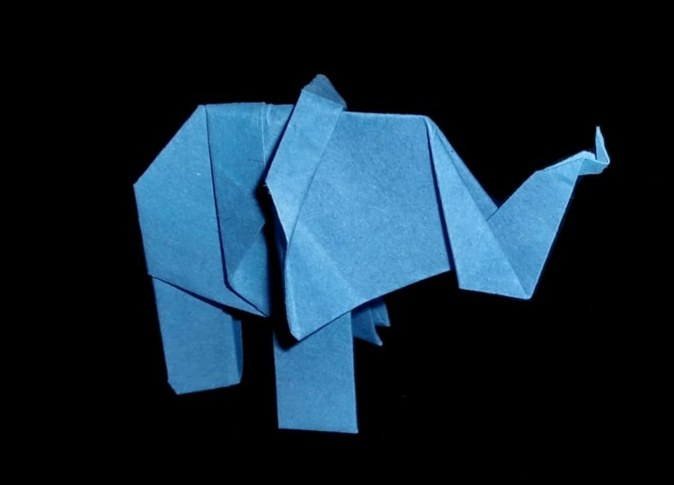 origami tiere basteln blau elefant ruessel