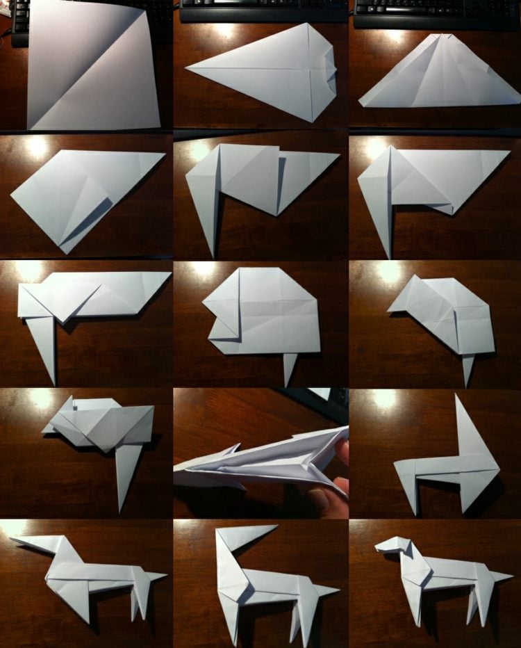origami tiere basteln dackel papier falten idee