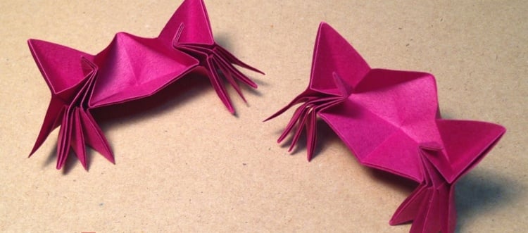 origami tiere basteln pink krebs krabbe papier idee
