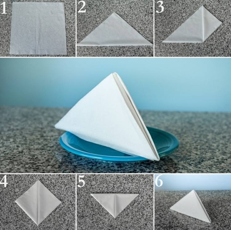 papierservietten falten pyramide dreieck festlich einfach idee