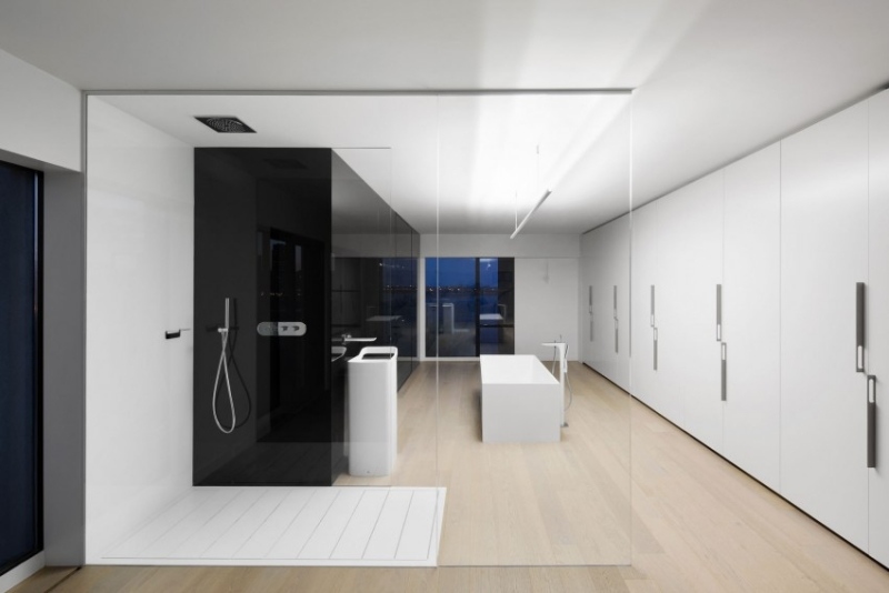 raumgestaltung-ideen-betondecke-bad-minimalistisch-weiss-simple-dusche