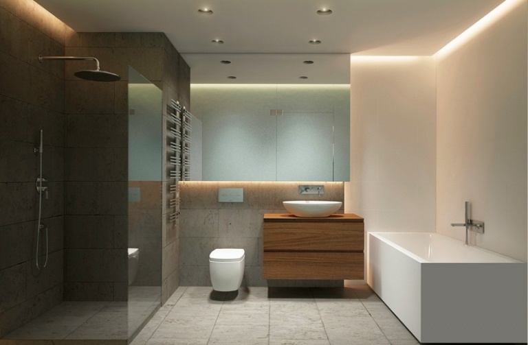 raumgestaltung-ideen-grau-badezimmer-badewanne-dusche-kanten-holz-waschuntertisch