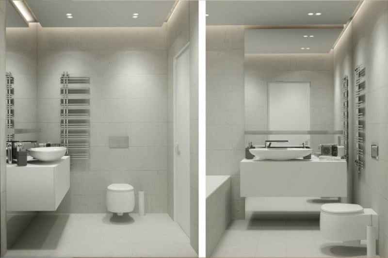 raumgestaltung-ideen-grau-weiss-badezimmer-kantig-sanitaermoebel-minimalistisch