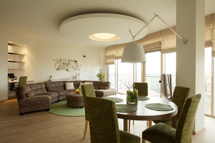 Runde Sofas -modern-braun-gruener-runder-teppich