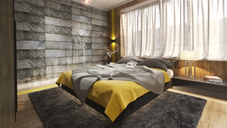 schlafzimmer-einrichten-inspirationen-grau-gelb-indirekte-beleuchtung-wandgestaltung