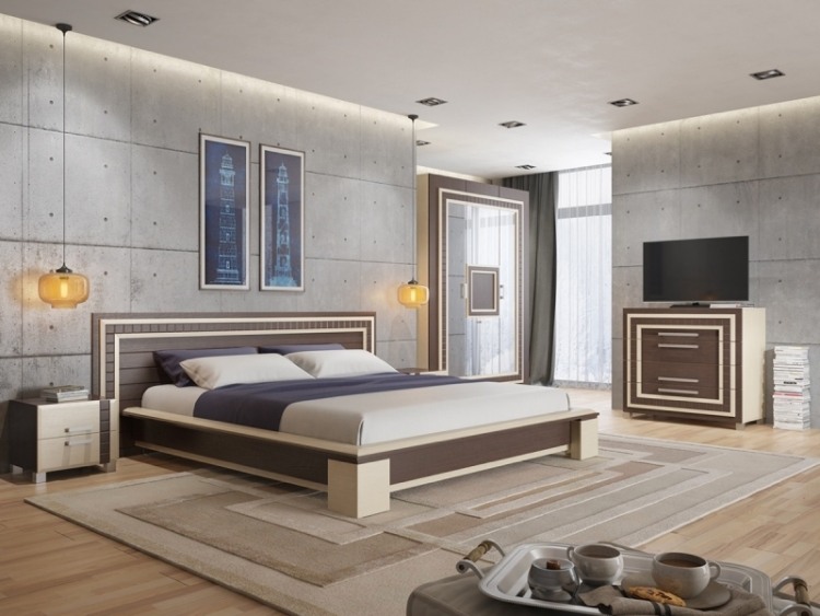schlafzimmer-einrichten-inspirationen-modern-beton-waende-indirekte-beleuchtung