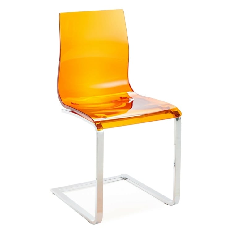 stuhl transparent orange design modern stil metall material acryl